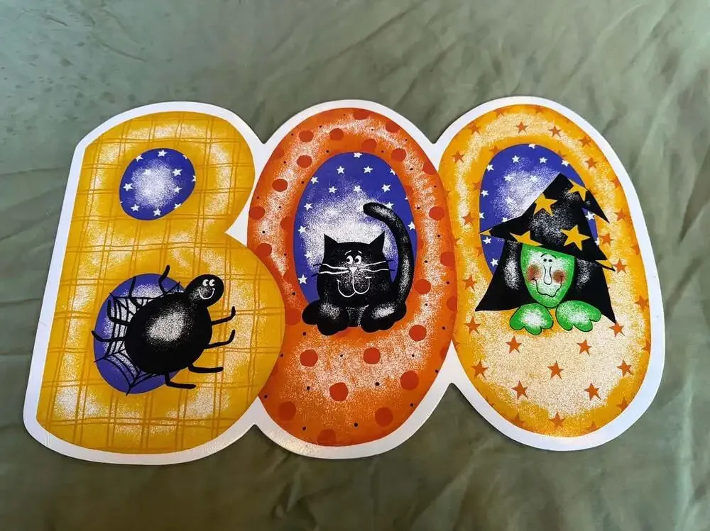 4pc Avon Halloween Alley Boo Placemat Spider Cat Witch Vintage